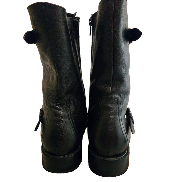 Vintage Johnston & Murphy black leather moto boots Model #78-51101 size 9